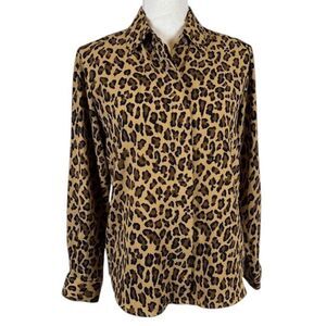 Liz Claiborne Petite Leopard Print Button Front Blouse Size Small Petite